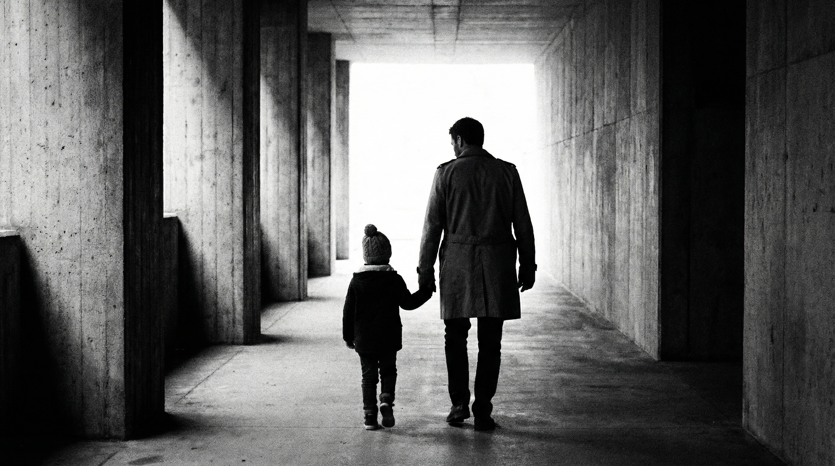 Father and child walking
